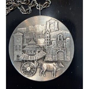 Greetings From Malaysia Selangor Pewter Pendant 30" Necklace